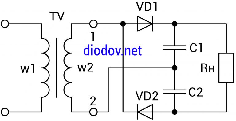 Схема умножителя напряжения на диодах и конденсаторах