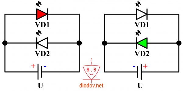 Двухцветный светодиод с двумя выводами ⋆ diodov.net