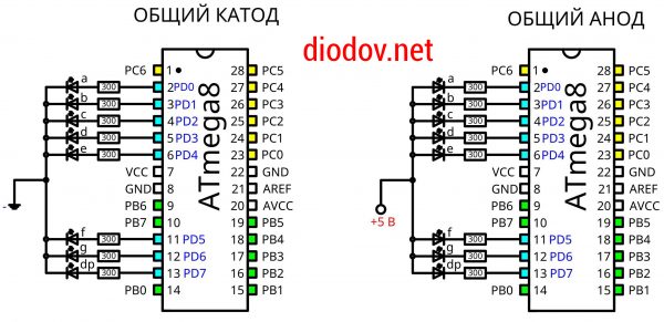 Схема подключения семисегментного индикатора